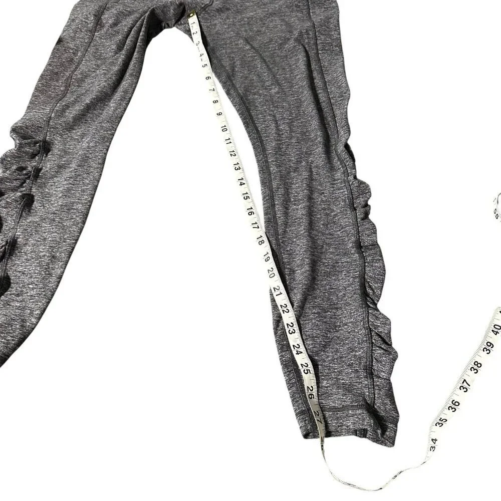 Lululemon Run Turn Around Tight Heathered Gray Black Ruched Leggings Size 12